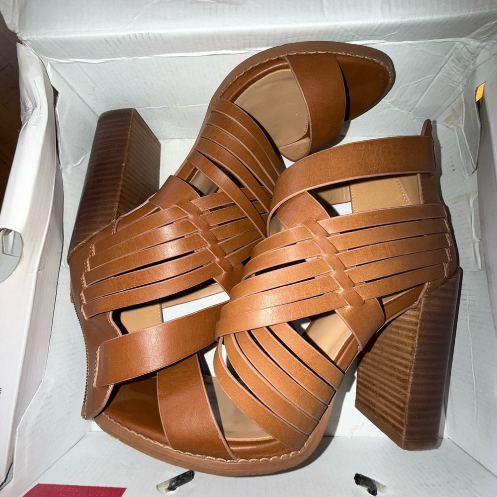Brown Strappy Wedges